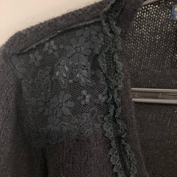 DEX Sz 1X Lace Front and Shoulders  Mid Length Cardigan - Picture 4 of 6